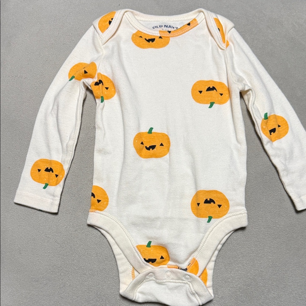 Old Navy Kids Bodysuit with Pumpkin Design - Cream and Orange